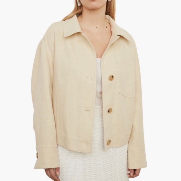 Vince Organic Cotton & Linen Twill Jacket Lemon Stone SZ 1X - Picture 1 of 16